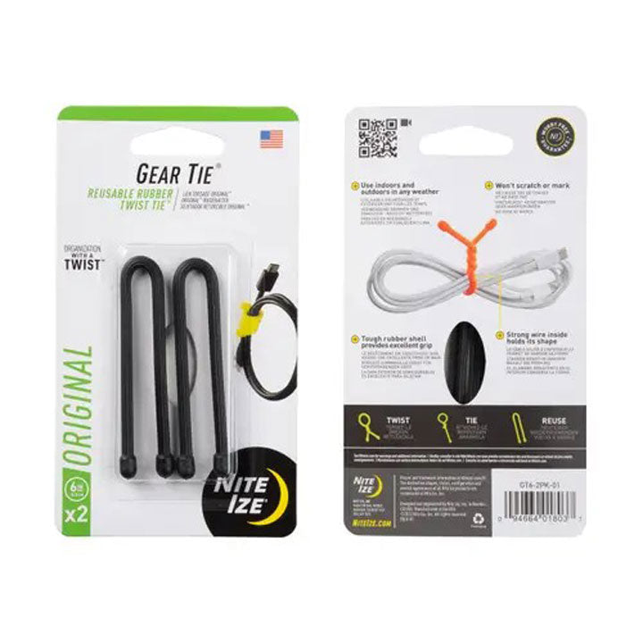 Gear Tie® Reusable Rubber Twist Tie - 2 Pack